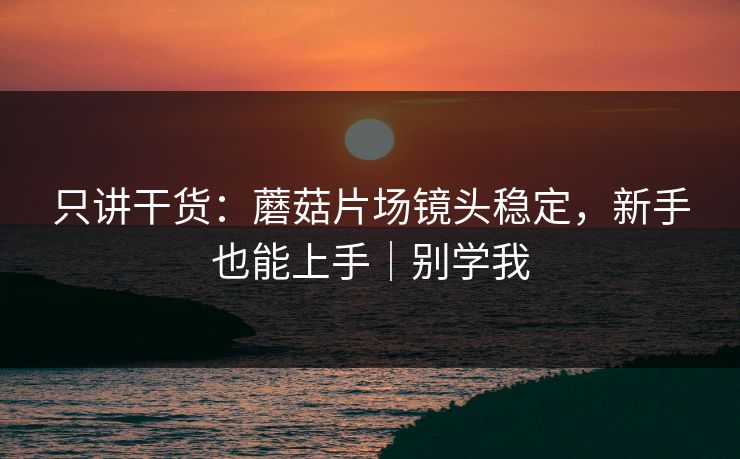 只讲干货：蘑菇片场镜头稳定，新手也能上手｜别学我